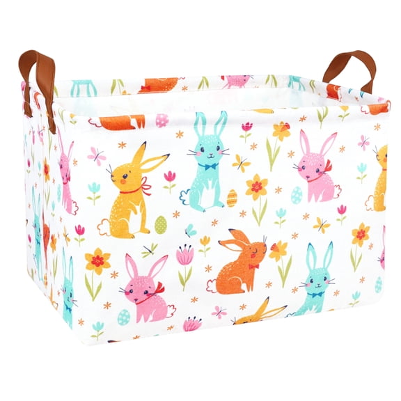 MYFLOCY Large Easter Baskets Empty Boy Toy Box Foldable Kid's Gifts Storage Bin Spring Room Decor