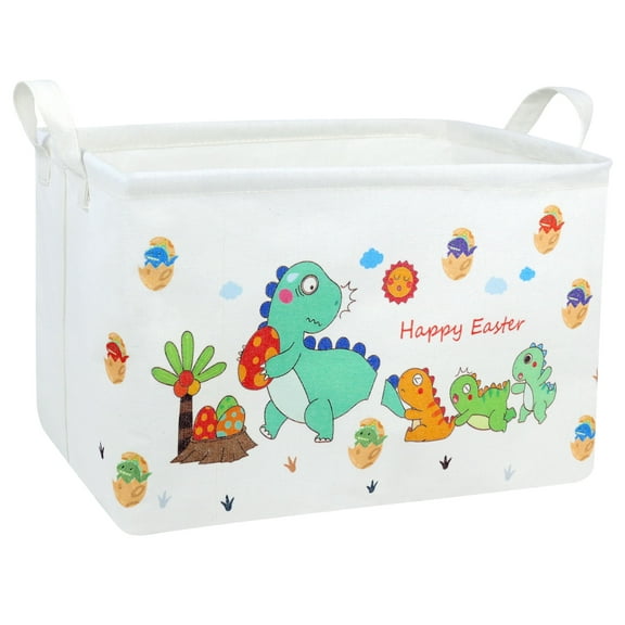 MYFLOCY Large Rectangular Dinosaur Easter Baskets Empty Waterproof Boy Toy Box Foldable Kid's Gifts Storage Bin Spring Room Decor