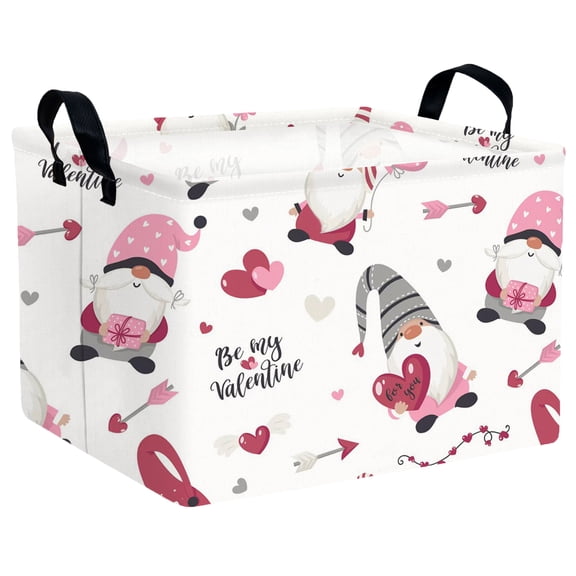 MYFLOCY Large Valentine Basket Empty Heart Basket for Gifts Collapsible Kids Storage Bins Decor(Arrow Gnome Love)