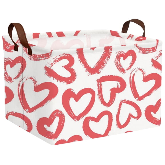 MYFLOCY Large Valentine Basket Empty Heart Basket for Gifts Collapsible Kids Storage Bins Decor(Red Big Love)