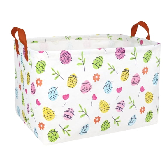 MYFLOCY Rectangle Empty Easter Baskets Boy Large Toy Storage Bin Girls collapsible Hamper Waterproof Canvas Box Kid Gifts Spring Decor