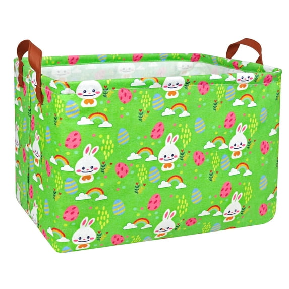 MYFLOCY Rectangle Empty Easter Baskets Boy Large Toy Storage Bin Girls collapsible Hamper Waterproof Canvas Box Kid Gifts Spring Decor