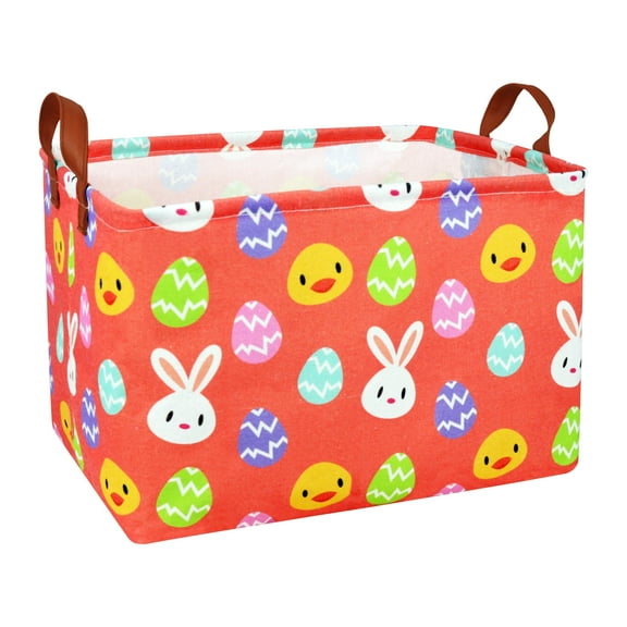 MYFLOCY Rectangle Empty Easter Baskets Boy Large Toy Storage Bin Girls collapsible Hamper Waterproof Canvas Box