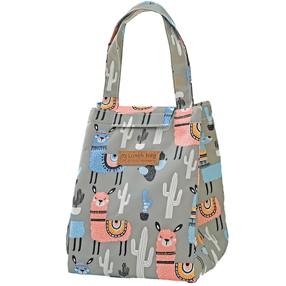 MYFLOCY Women Small Reusable Lunch Tote Bag Thermal Cooler Box Insulated Lunch Sack(Cactus Alpaca)