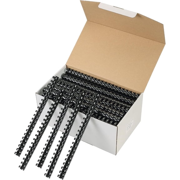 MYFULLY 21 Ring Plastic Binding Combs, 3/4 Inch Diameter, 180 Sheet Capacity, 100 Pack Black Comb Binding Spines Perfect for Office & School A4 Size Document Binding