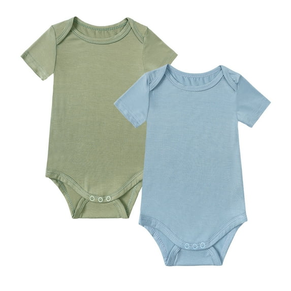 MYGBCPJS 2Pack Baby Boy Bodysuit Infant Toddler Short Sleeve Bamboo Rayon Bodysuits, Size Newborn - 24 Months