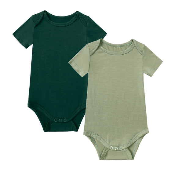 MYGBCPJS 2Pack Baby Boy Bodysuit Infant Toddler Short Sleeve Bamboo Rayon Bodysuits, Size Newborn - 24 Months