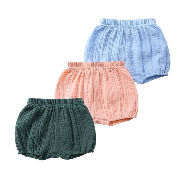 MYGBCPJS 3-Pack Baby Cotton Linen Bloomer Shorts Infant Toddler Summer Bubble Bloomers Diaper Covers