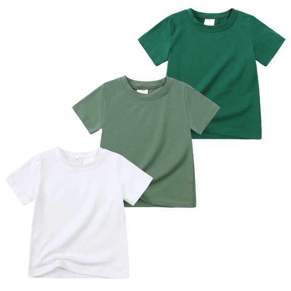 MYGBCPJS 3-Pack Boys T-shirts Little Kids Summer Solid Cotton Short Sleeve Crew Neck Tee Shirt
