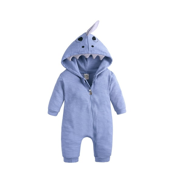 MYGBCPJS Baby Boy Girl Shark Cartoon Hooded Romper Outwear Toddler Cute Long Sleeve Zipper Jumpsuit Pajamas Outfit One-Piece