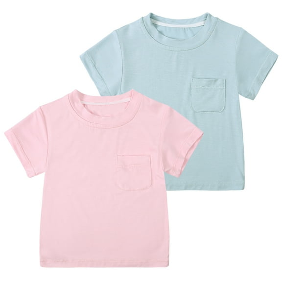 MYGBCPJS Baby Boy T-shirts Infant Bamboo Rayon Tees Toddler Summer Short Sleeve Crew Neck T Shirt 2 Pack