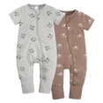 thumbnail image 1 of MYGBCPJS Baby Boys Girls 2-Pack Zipper Romper Infant Short Sleeve Cotton Playsuit 2 Way Zip Jumpsuit Sleep and Play Toddler One-piece Pajamas (3-36 Months), 1 of 6