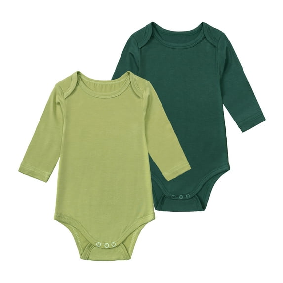 MYGBCPJS Baby Boys Girls Long Sleeve Bamboo Rayon Bodysuits with Mitten Cuff, 2-Pack, Size Newborn - 24 Months
