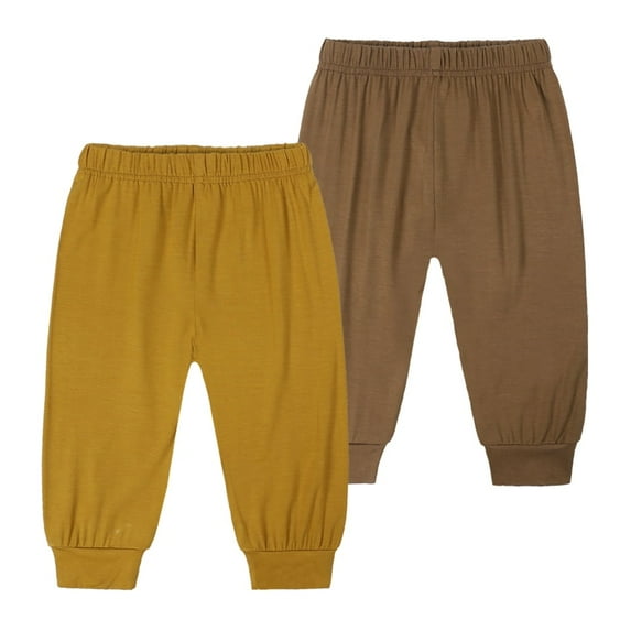 MYGBCPJS Infant Baby Jogger Pants Bamboo Rayon Trousers Toddler Soft Active Joggers Bottoms 2 Pack