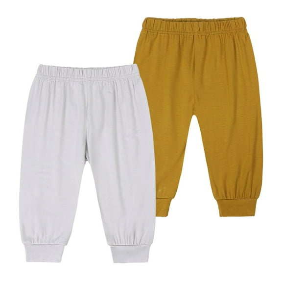 MYGBCPJS Infant Baby Jogger Pants Bamboo Rayon Trousers Toddler Soft Active Joggers Bottoms 2 Pack