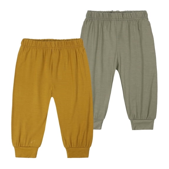 MYGBCPJS Infant Baby Jogger Pants Bamboo Rayon Trousers Toddler Soft Active Joggers Bottoms 2 Pack