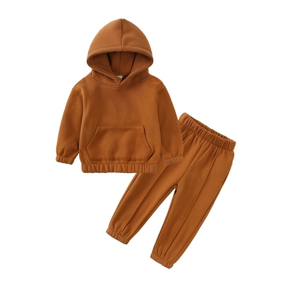 MYGBCPJS Kids Fall Winter Brushed Fleece Tracksuit Hoodie Sweatshirt + Sweatpants Thick Cotton Thermal Jogging Set 2pcs