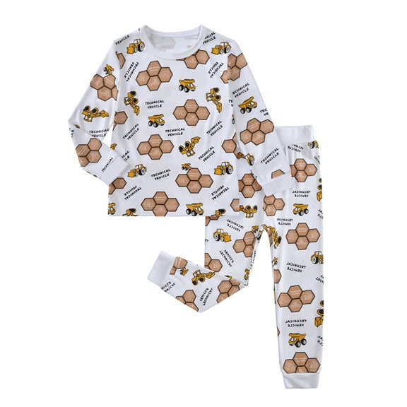 MYGBCPJS Little Boys Bamboo Rayon Pajamas Set Toddler Baby Long Sleeve Sleepwear Pjs Clothes 2-Pieces, Size 12M - 7Y