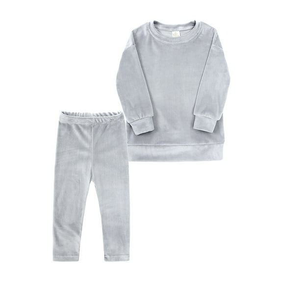 MYGBCPJS Little Girls Velvet Fleece Sweatsuit Long Sleeve Crew Neck Shirt Tops + Trousers Comfort Velour Jogger Outfit Set 2PCS