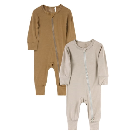 MYGBCPJS Newborn Baby Bamboo Viscose Romper Pajamas Infant Footless Sleepers Toddler Long Sleeve Zipper Sleepsuit PJS with Mitten Cuffs