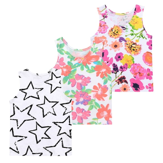 MYGBCPJS Toddler Baby Boys Girls Tank Tops Pack of 3 Summer Jersey Sleeveless Vest Shirts with Cute Fruit Flower Graphic Print(3M - 3T)