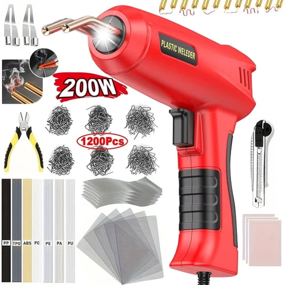 MYJTOPUS 200W Plastic Welder Repair Kit, Car Bumper Plastic Welder Gun Kit with Weld Rods & Portable Toolbox