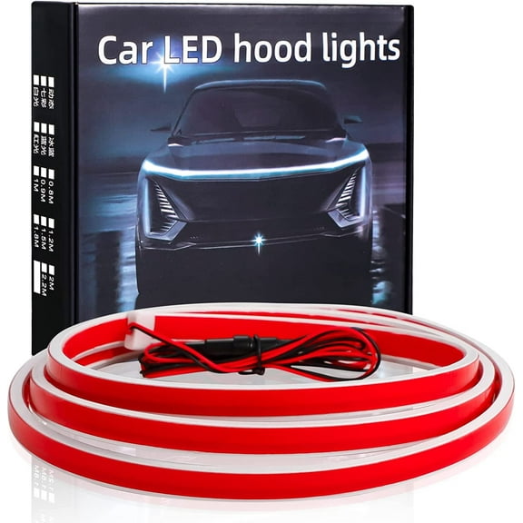 MYJTOPUS Car LED Hood Light Strip, Flexible Waterproof Daytime Running Lights for Cars, SUVs, Trucks, Dynamic Scan Start-up Effect, 70 Inch 12V, White