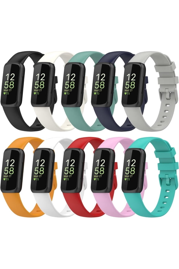 10Pack Bands Compatible for Fitbit Inspire 3 Fitness Tracker for Women Men, Sport Silicone Replacement Straps for Inspire 3 Fitbit Bands Accessories