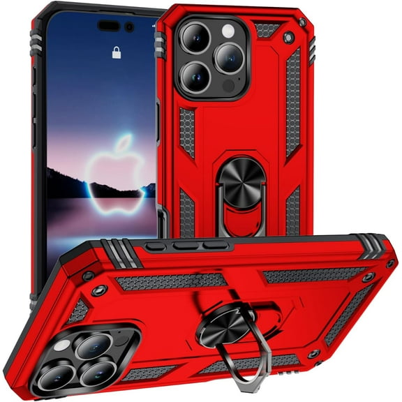 MYKOMI Compatible with Apple iPhone 16E Case SE 4 Phone Cover with Finger Ring Holder Kickstand Military Grade Shockproof Heavy Duty Protective Cover for iPhone 16e / SE 2025