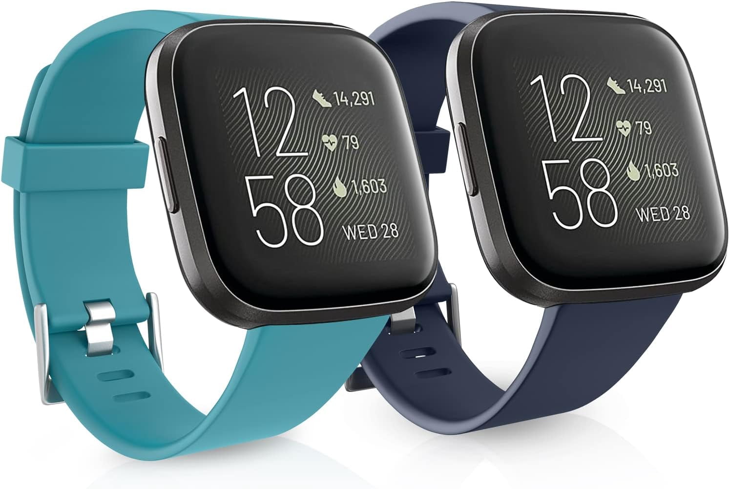 2 Pack Waterproof Bands For Fitbit Versa 2 - Soft Silicone Replacement Straps For Women & Men - View #6