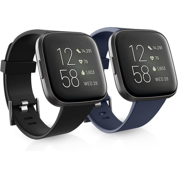 MYKOMI 2 Pack Waterproof Bands Compatible with Fitbit Versa 2 Bands for Women Men, Classic Soft Sports Replacement Wristbands for Fitbit Versa 2/Versa Lite/Versa SE