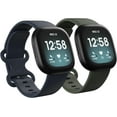 thumbnail image 1 of MYKOMI 2 Pack Waterproof Bands Compatible with Fitbit Versa 3 / Fitbit Versa 4 / Fitbit Sense/Sense 2 Bands, Classic Soft Sports Replacement Wristbands for Women Men, 1 of 7