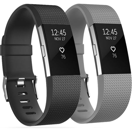 MYKOMI 2 Pack Waterproof Bands Compatible with Fitbit charge 2, Classic Soft Adjustable Sports Replacement Wristbands for Women Men