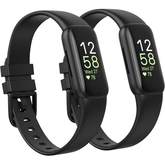 MYKOMI 2 Pack Waterproof Bands Compatible with Fitbit inspire 3 Bands for Women Men, Classic Soft Sports Replacement Wristbands for Women Men