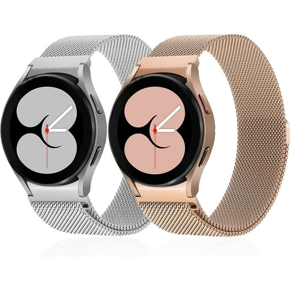MYKOMI 2 Packs Milanese Band Compatible with Samsung Galaxy Watch 7/FE/6/5/4 Band 40mm 44mm, No Gap Stainless Steel Metal Magnetic Clasp Bands for Women Men