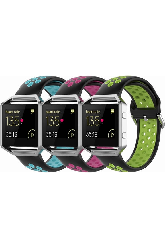 3 Pack Compatible With Fitbit Versa/Versa 2/Blaze Watch Bands, Soft Silicone Replacement Strap for Smartwatch, for Women and Men