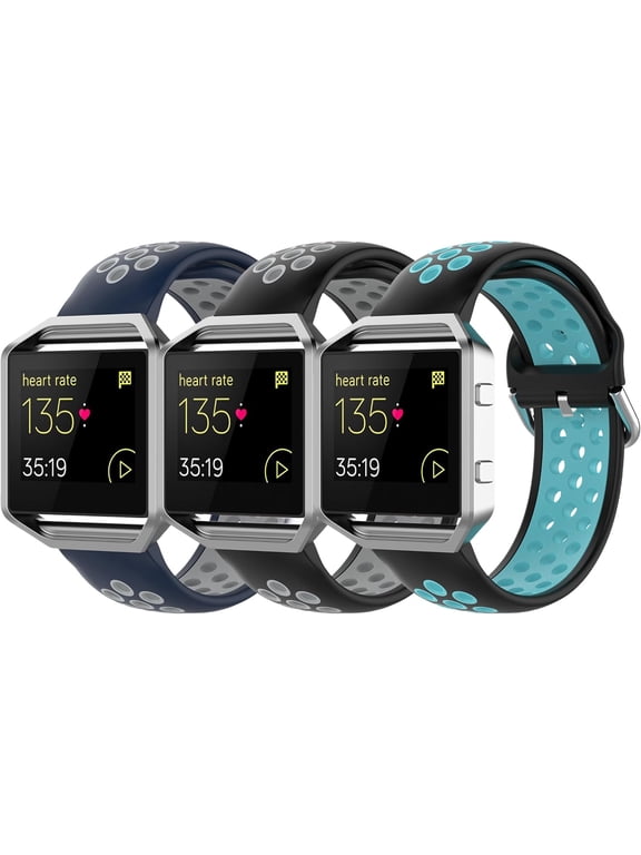3 Pack Compatible With Fitbit Versa/Versa 2/Blaze Watch Bands, Soft Silicone Replacement Strap for Smartwatch, for Women and Men