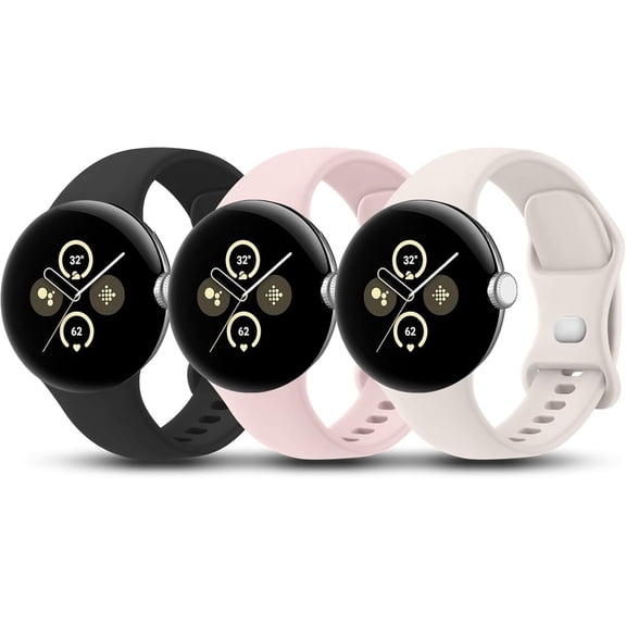 MYKOMI 3 Pack for Google Pixel Watch Bands, Silicone Sport Strap Compatible with Google Pixel Watch 3 41mm / 2/1 Waterproof ReplacementWristband Women Men