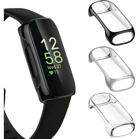 MYKOMI 3-Pack Screen Protector Compatible with Fitbit Inspire 3, TPU Rugged Bumper Case Cover All-Around Protective Plated Bumper Shell Accessories for Inspire 3 Smartwatch