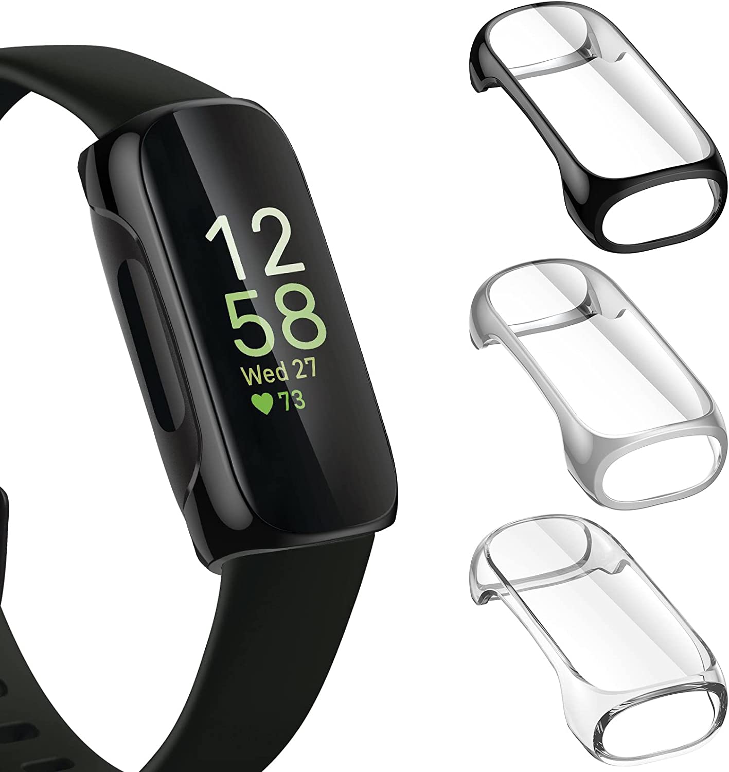 3 Proteggi-Schermo E Custodia In TPU Per Fitbit Luxe – Cover Trasparente Morbida Con Protezione Anti-Urto, Accessori Di Ricambio