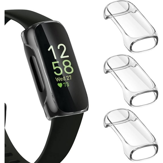 MYKOMI 3-Pack Screen Protector Compatible with Fitbit Inspire 3, TPU Rugged Bumper Case Cover All-Around Protective Plated Bumper Shell Accessories for Inspire 3 Smartwatch