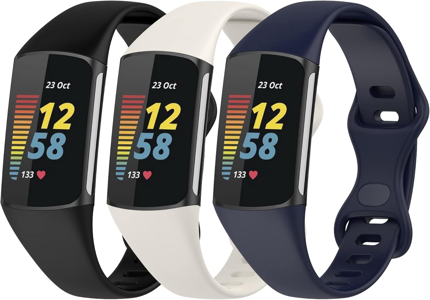 MYKOMI 3 Pack Slim fit Bands Compatible with Fitbit Charge 6/Charge 5 ...