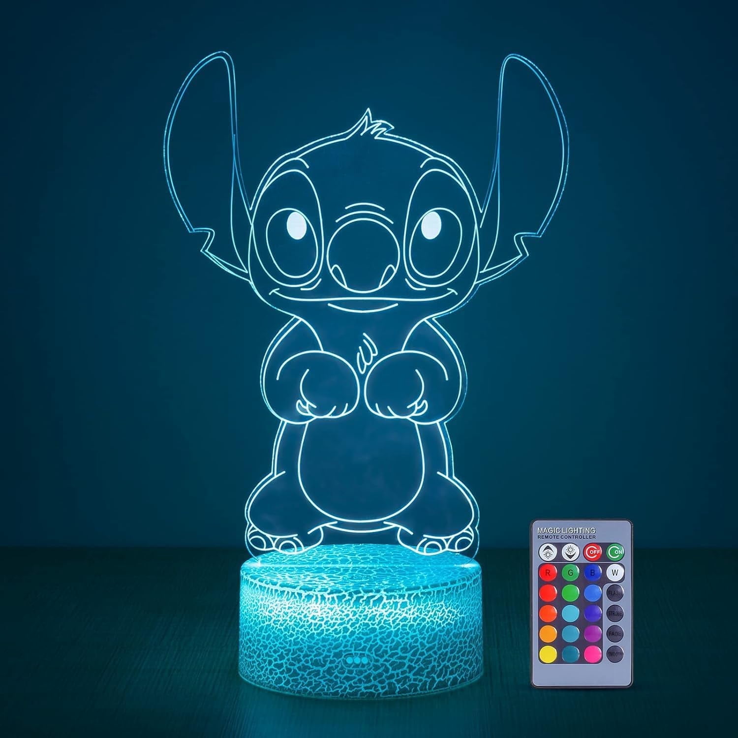 MYKOMI 3D Illusion Stitch Night Light: Stitch Gifts Light with Remote Control and Smart Touch, Stitch Stuff for Girls Room Decor Lamp Birthday Christmas Gifts