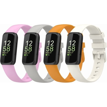MYKOMI 4Pack Bands Compatible for Fitbit Inspire 3 Fitness Tracker for Women Men, Sport Silicone Replacement Straps for Inspire 3 Fitbit Bands Accessories