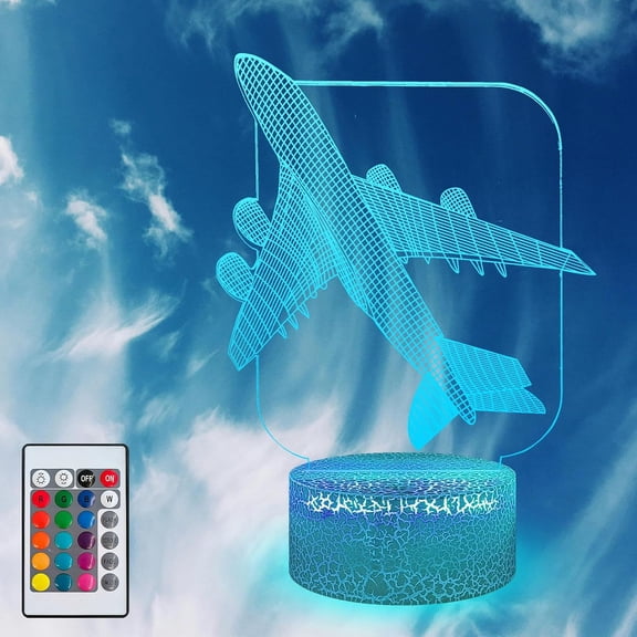 MYKOMI Acrylic 3D Visual Anime Night Light 16 Color Change USB Charge Base Touch Remote Control Airplane Pilot Aircraft Helicopter Fighter Shape Men Gift Atmosphere Room Decoration