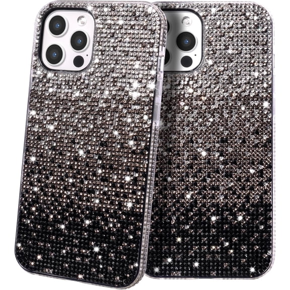 MYKOMI Bling Case for iPhone 15 Pro, Luxury Glitter Sparkly Diamond Cute Three Color Gradient Cover for Women & Girls Soft TPU Protective Shockproof Phone Case