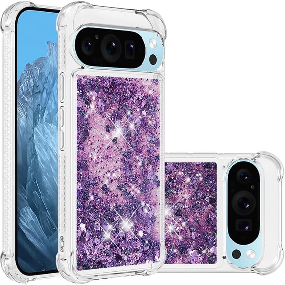MYKOMI Bling Glitter Case for Google Pixel 10 Pro XL, Soft TPU Sparkly Flowing Liquid Floating Clear Case for Women Girls Cover for Google Pixel 10 Pro XL