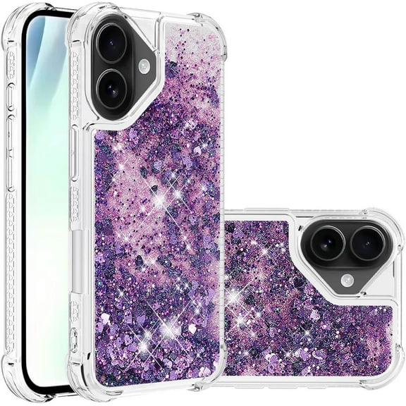 MYKOMI Bling Glitter Case for Apple 17, Soft TPU Sparkly Flowing Liquid Floating Clear Case for Women Girls Cover for iPhone 17