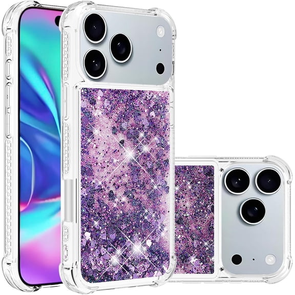 MYKOMI Bling Glitter Case for iPhone 17 Pro Max, Soft TPU Sparkly Flowing Liquid Floating Clear Case for Women Girls Cover for iPhone 17 Pro Max