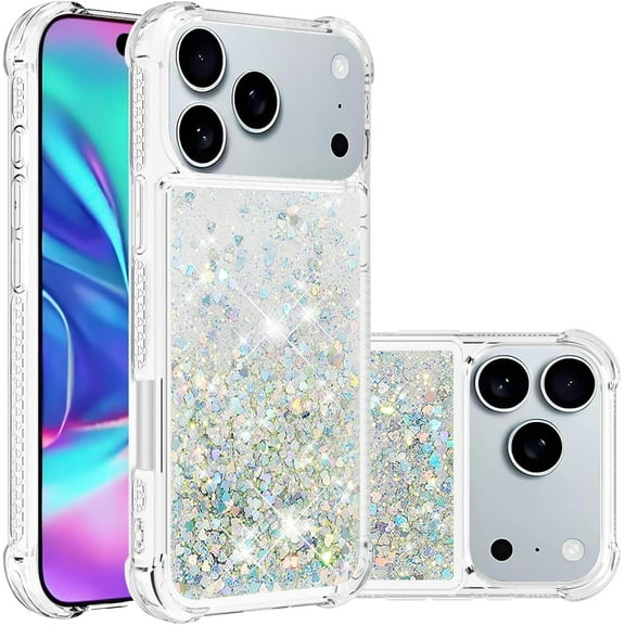 MYKOMI Bling Glitter Case for iPhone 17 Pro Max, Soft TPU Sparkly Flowing Liquid Floating Clear Case for Women Girls Cover for iPhone 17 Pro Max